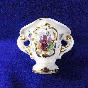 Small Vintage Toothpick Holder Violets Hand Painted 2"